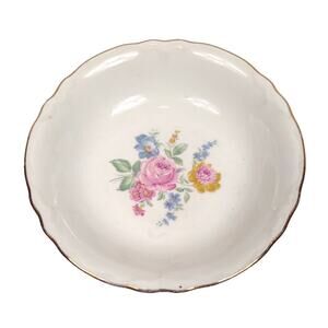 1940's SCIO Potteries Hazel Fruit Dessert Bowl Floral Design w Gold Trim 5 1/4"